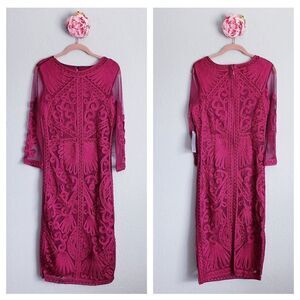 JS Collections Soutache Embroidered Midi Dress in Berry